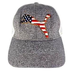 Puma Golf Pars & Stripes USA 3 Star Hat Gray Cap 3D Embroidery Sz S/M Americana